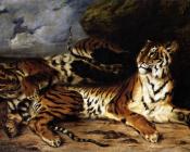 A Young Tiger Playing with its Mother - 欧仁·德拉克洛瓦